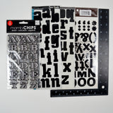 Black + Gray Alphabet Sticker Bundle