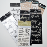 Silhouette Word Stickers + Rub-On Transfer Bundle