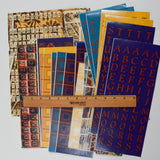 Brown, Yellow + Blue Letter + Number Stickers