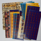 Brown, Yellow + Blue Letter + Number Stickers