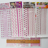 Pink Rhinestone + Pearl Stickers - 7 Sheets
