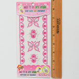 Pink Crystal Butterfly + Border Stickers - 1 Sheet