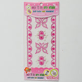 Pink Crystal Butterfly + Border Stickers - 1 Sheet