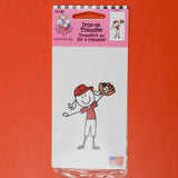Baseball Player Stick Figure Iron On Transfer