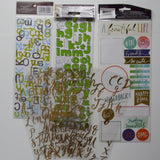 Green + Gold Alphabet + Scrapbook Phrase Stickers