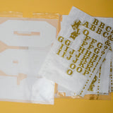Glitter Gold + White Alphabet Iron-On Transfers