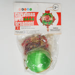 Sequined Ball Vintage Walco Christmas Ornament Kit - Lime Satin/Red Trim