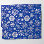 Blue + Silver Snowflake Print Quilting Weight Woven Fabric - 36" x 44"