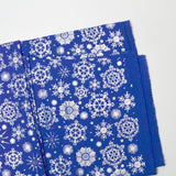 Blue + Silver Snowflake Print Quilting Weight Woven Fabric - 36" x 44"