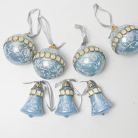 Blue + White Ornaments - Set of 7