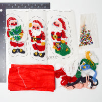 Vintage Mini Santas Sequined Needlepoint Kit - Mostly Complete