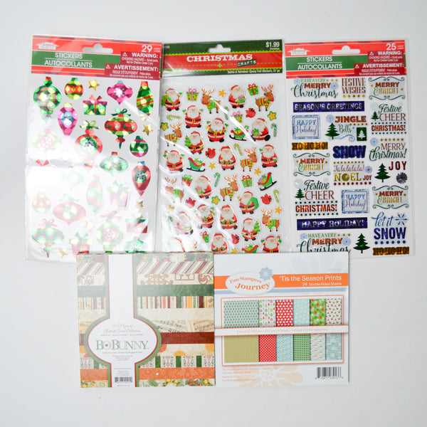 Christmas Sticker + Small Scrapbooking Paper Bundle