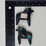 Black + Blue Painted Dala Horse Ornaments