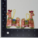 Pink + Green Plant Inlay Llama Ornaments