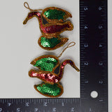 Green, Gold + Red Sequin Bird Ornaments
