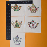 Cross Stitch Winter Teapot Panels - Set of 5 with Felt