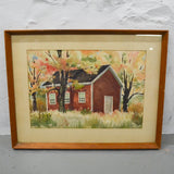 Little Red Schoolhouse Framed Watercolor Painting - 21" x 27" (Pick-Up Only)