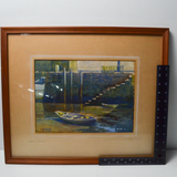 Framed Boat in River Painting - 16.5" x 20" (Pick-Up Only!)