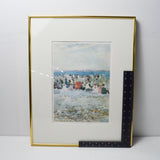 Framed Beach Gathering Watercolor Painting - 16.5" x 20" (Pick-Up Only!)