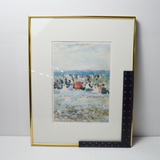 Framed Beach Gathering Watercolor Painting - 16.5" x 20" (Pick-Up Only!)