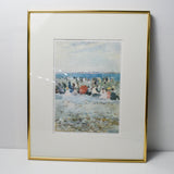 Framed Beach Gathering Watercolor Painting - 16.5" x 20" (Pick-Up Only!)