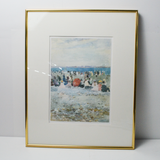 Framed Beach Gathering Watercolor Painting - 16.5" x 20" (Pick-Up Only!)