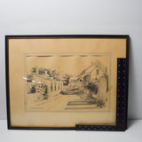 Framed Quaint Neighborhood Street Sketch - 16" x 20" (Pick-Up Only!)