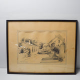 Framed Quaint Neighborhood Street Sketch - 16" x 20" (Pick-Up Only!)