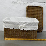 Rectangular Wicker Basket with Scalloped Edge Fabric Liner (Pick-Up Only!)