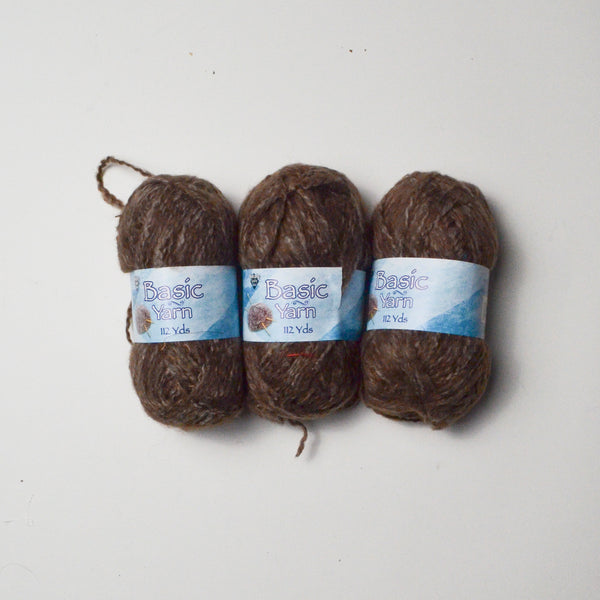 Brown Basic Acrylic, Cotton + Alpaca Blend Yarn - 3 Skeins Default Title