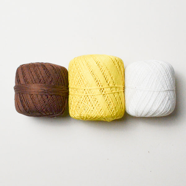 White, Yellow, + Brown Crochet Thread - 3 Balls Default Title