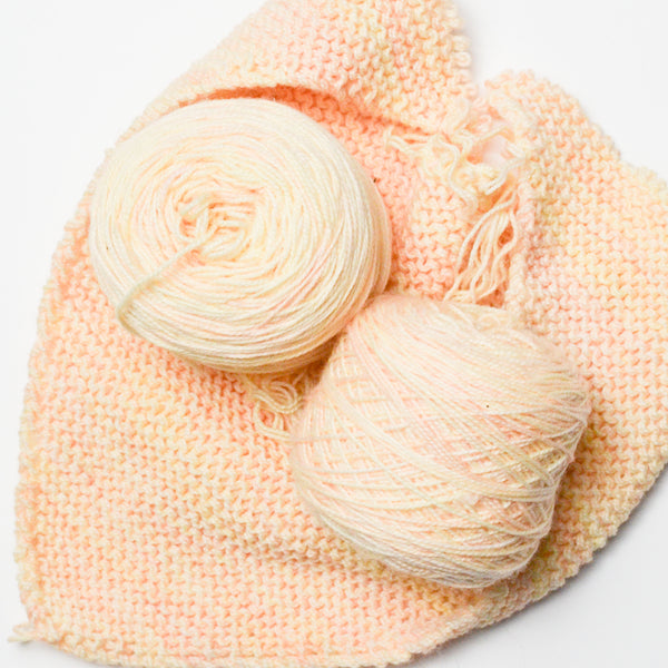 Pastel Orange + Yellow Wool Blend Sock Yarn - 2 Balls + Partial Project