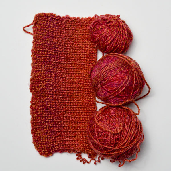 Red + Orange Plied Yarn - 3 Balls + Partial Project