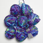 Blue, Green + Purple Variegated Metallic Ribbon Yarn - 8 Balls