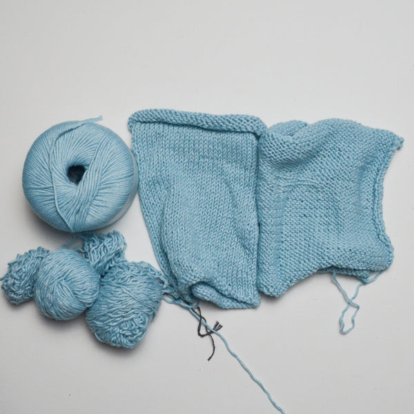 Baby Blue Yarn Bundle + Unfinished Project
