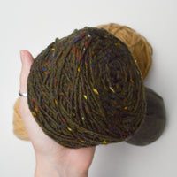 Brown + Green Wool + Natural Fiber Yarn Bundle