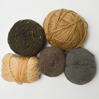 Brown + Green Wool + Natural Fiber Yarn Bundle