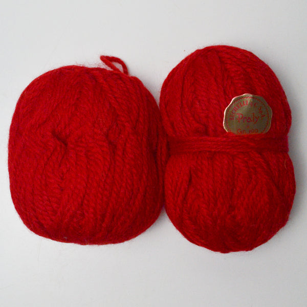 Red Bulky Wool Rug Yarn - 2 Skeins