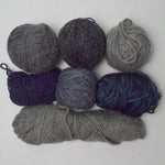 Gray + Blue Wool Blend Yarn Bundle - 7 Balls