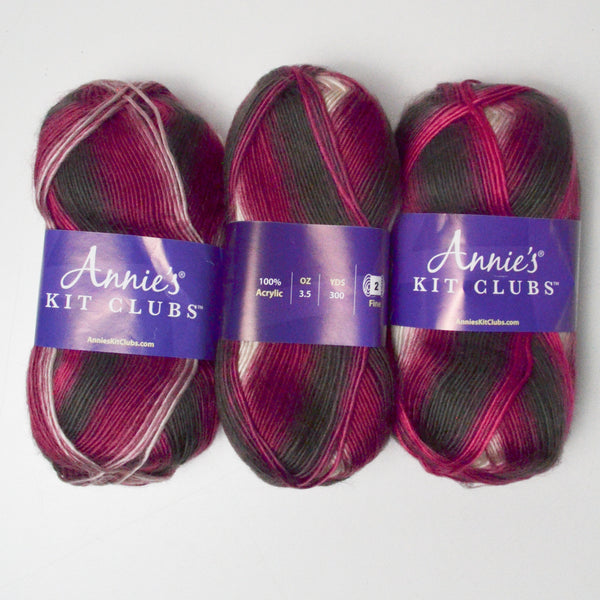 Annie's Kit Club Brown + Pink Variegated Acrylic Yarn - 3 Skeins