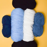 Blue, White + Black Basic Acrylic Yarn Bundle - 6 Skeins