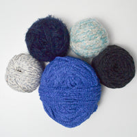 Blue + Gray Chunky Textured Natural Fiber Yarn Bundle - 5 Balls