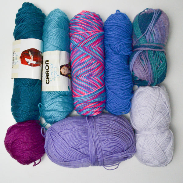 Purple + Blue Basic Acrylic Yarn Bundle - 8 Skeins