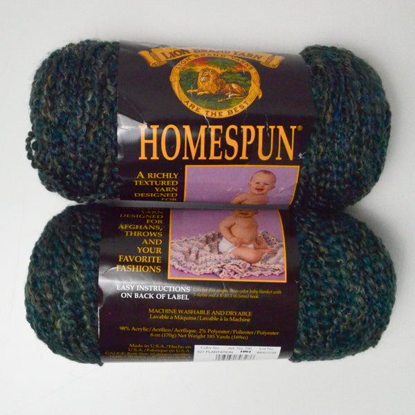 Dark Blue-Green Lion Brand Homespun Yarn - 2 Skeins