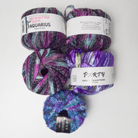 Purple Textured + Ribbon Yarn Bundle - 5 Balls