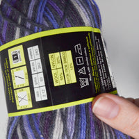 Purple Variegated Sensations Bamboo + Ewe Pattern Wool Blend Yarn - 4 Skeins