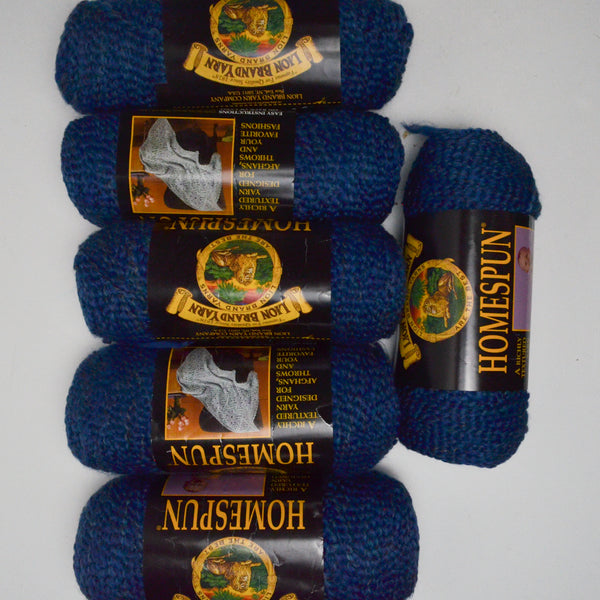 Dark Blue Lion Brand Homespun Acrylic Blend Yarn - 6 Skeins