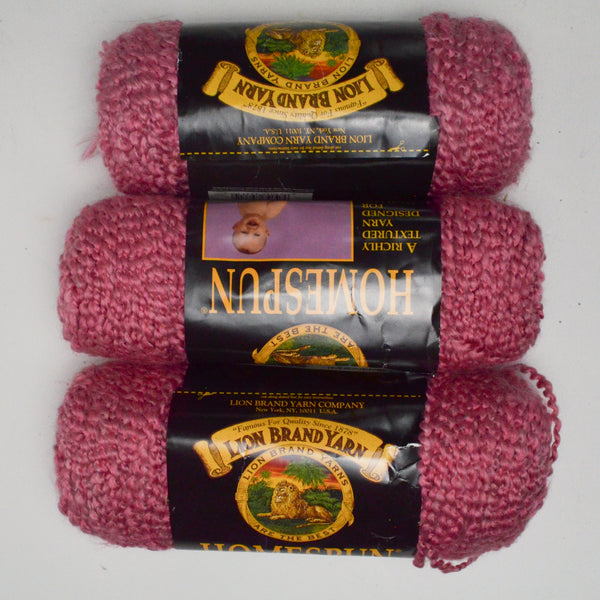 Pink Lion Brand Yarn Homespun Acrylic Blend Yarn - 3 Skeins