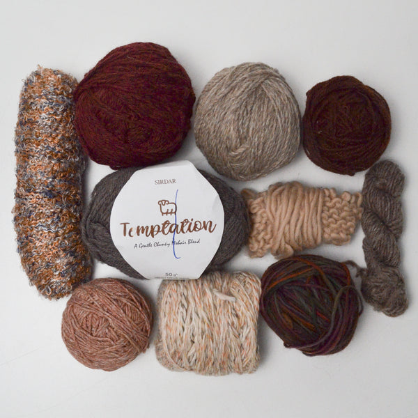 Brown Wool + Natural Fiber Yarn Bundle