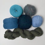 Blue + Gray Wool + Natural Fiber Yarn Bundle